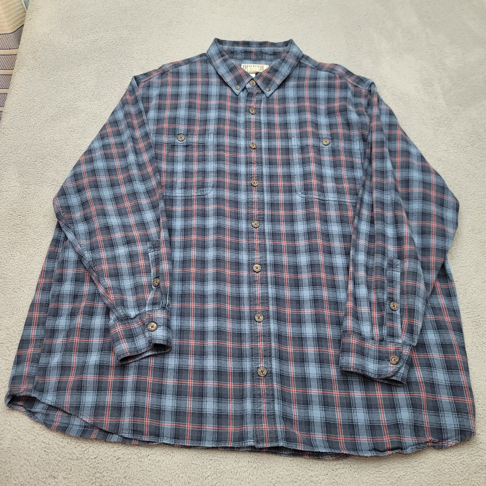 Duluth Trading Shirt Mens 3XL Tall Blue Plaid Swingin' Flannel Relaxed Fit 52007